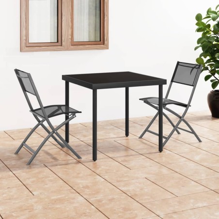vidaXL Juego de comedor para jardín 3 piezas acero
