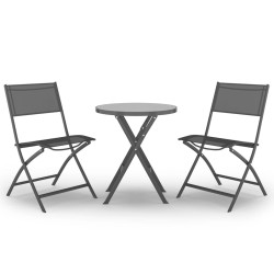 vidaXL Juego de bistró plegable de acero gris