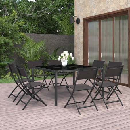 vidaXL Juego de comedor de jardín 9 piezas acero