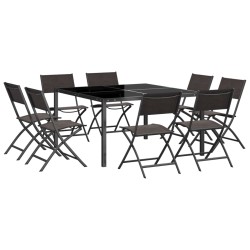 vidaXL Juego de comedor de jardín 9 piezas acero