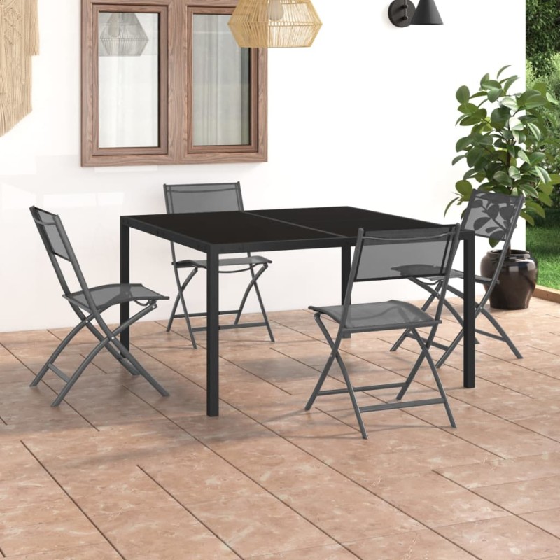 vidaXL Juego de comedor para jardín 5 piezas acero