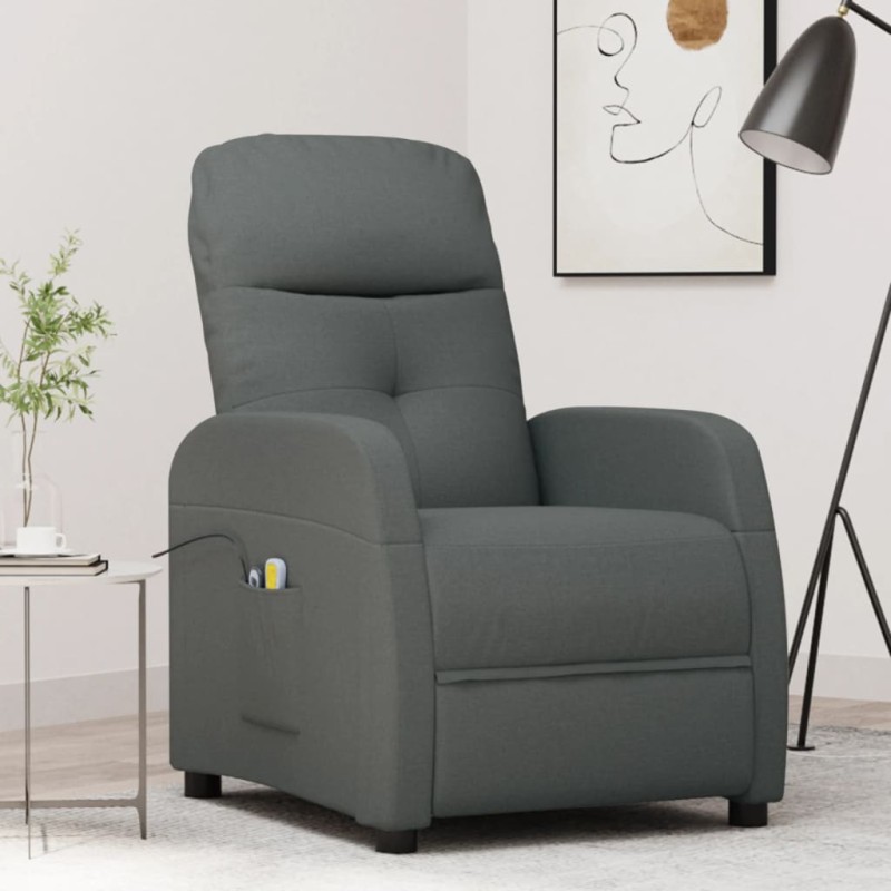 vidaXL Sillón de masaje eléctrico tela gris oscuro vidaXL Sillón de masaje eléctrico tela gris oscuro