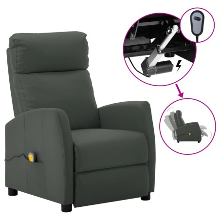 vidaXL Sillón de masaje eléctrico cuero sintético gris