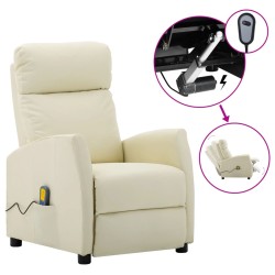 vidaXL Sillón de masaje eléctrico cuero sintético crema