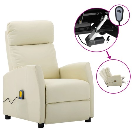 vidaXL Sillón de masaje eléctrico cuero sintético crema