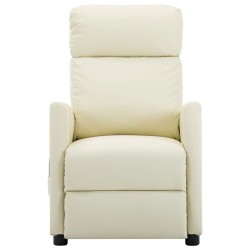 vidaXL Sillón de masaje eléctrico cuero sintético crema