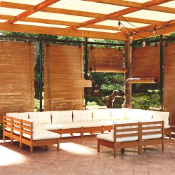 vidaXL Muebles de jardín 12 pzas y cojines madera de pino marrón miel
