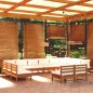 vidaXL Muebles de jardín 12 pzas y cojines madera de pino marrón miel