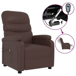 vidaXL Sillón de masaje eléctrico cuero sintético marrón