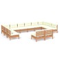 vidaXL Muebles de jardín 12 pzas y cojines madera de pino marrón miel