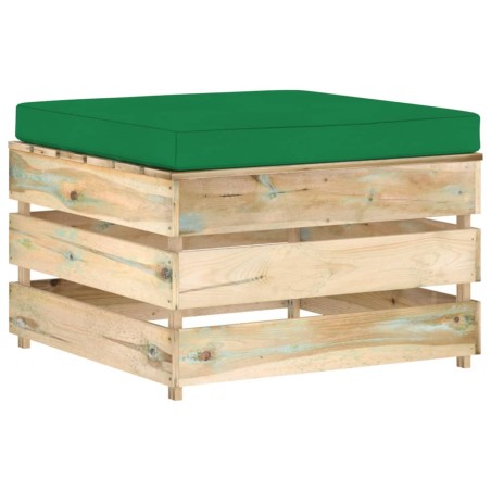 vidaXL Otomana seccional con cojín madera impregnada verde