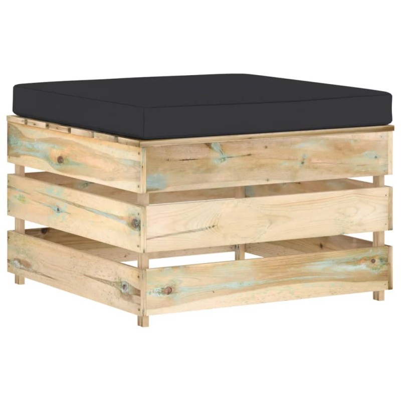 vidaXL Otomana seccional con cojín madera impregnada verde vidaXL Otomana seccional con cojín madera impregnada verde