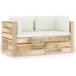 vidaXL Sofá de palets 2 plazas cojines madera de pino impregnada verde vidaXL Sofá de palets 2 plazas cojines madera de pino impregnada verde