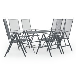 vidaXL Juego de muebles de comedor de jardín 7 piezas acero antracita 