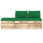 vidaXL Muebles de jardín 3 piezas con cojines madera impregnada verde vidaXL Muebles de jardín 3 piezas con cojines madera impregnada verde