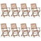 vidaXL Sillas de jardín plegables 8 uds y cojines madera maciza acacia