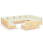 vidaXL Muebles de jardín 11 pzas y cojines madera maciza de pino crema vidaXL Muebles de jardín 11 pzas y cojines madera maciza de pino crema