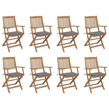 vidaXL Sillas de jardín plegables 8 uds y cojines madera maciza acacia