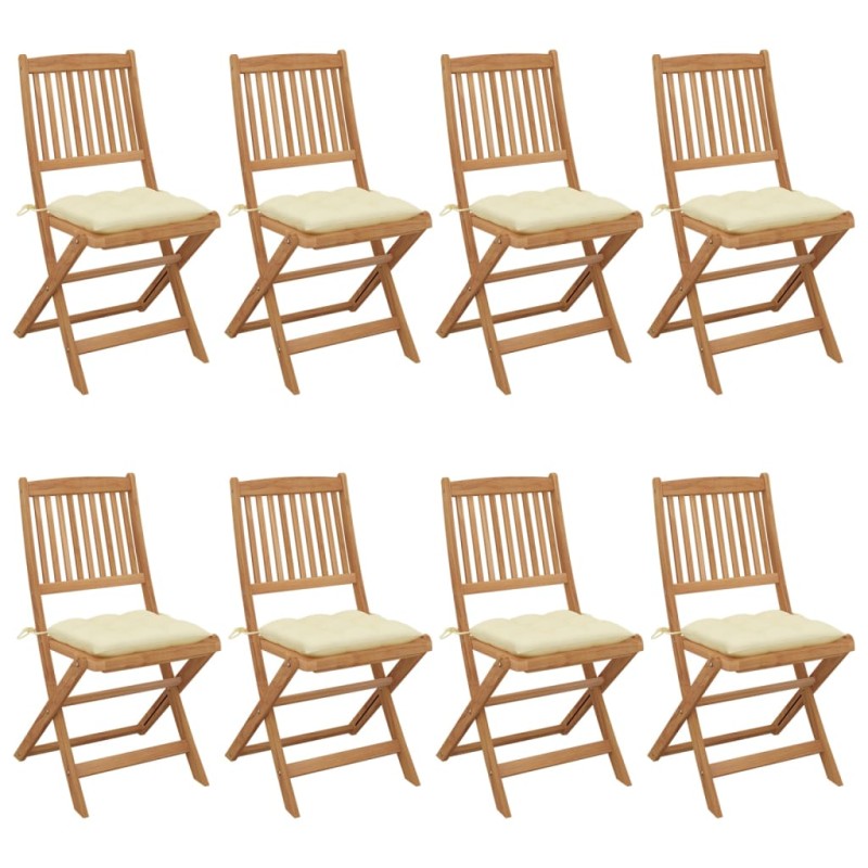vidaXL Sillas de jardín plegables 8 uds y cojines madera maciza acacia vidaXL Sillas de jardín plegables 8 uds y cojines madera maciza acacia