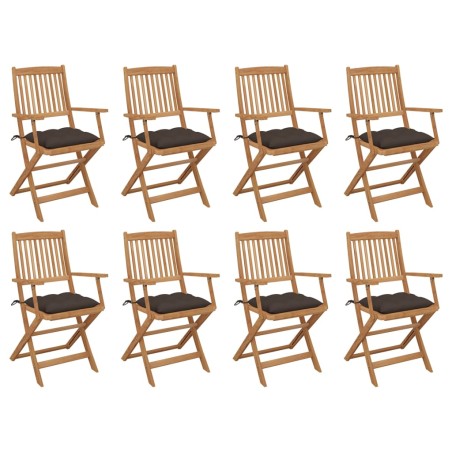 vidaXL Sillas de jardín plegables 8 uds y cojines madera maciza acacia