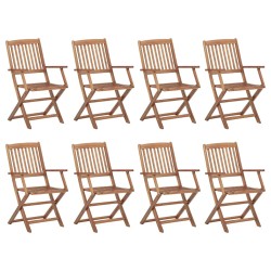 vidaXL Sillas de exterior plegables 8 uds madera maciza acacia