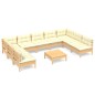 vidaXL Muebles de jardín 10 pzas y cojines madera maciza de pino crema vidaXL Muebles de jardín 10 pzas y cojines madera maciza de pino crema