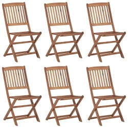 vidaXL Sillas de jardín plegables 6 uds y cojines madera maciza acacia