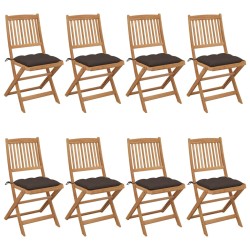 vidaXL Sillas de jardín plegables 8 uds y cojines madera maciza acacia