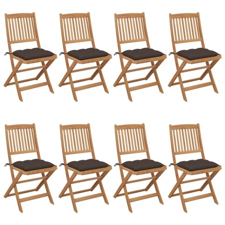 vidaXL Sillas de jardín plegables 8 uds y cojines madera maciza acacia