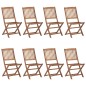 vidaXL Sillas de jardín plegables 8 uds y cojines madera maciza acacia