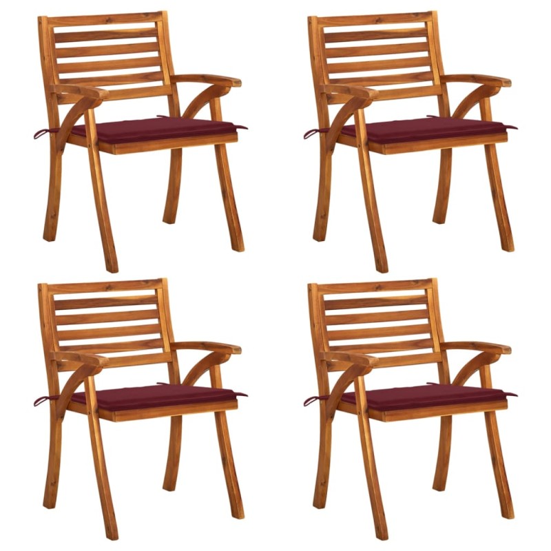 vidaXL Sillas de jardín con cojines 4 unidades madera maciza de acacia vidaXL Sillas de jardín con cojines 4 unidades madera maciza de acacia