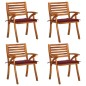 vidaXL Sillas de jardín con cojines 4 unidades madera maciza de acacia vidaXL Sillas de jardín con cojines 4 unidades madera maciza de acacia