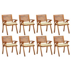 vidaXL Sillas de jardín 8 uds madera maciza de teca con cojines
