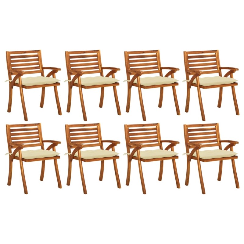 vidaXL Sillas de jardín 8 uds madera maciza de teca con cojines vidaXL Sillas de jardín 8 uds madera maciza de teca con cojines