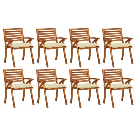 vidaXL Sillas de jardín 8 uds madera maciza de teca con cojines