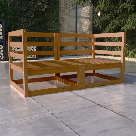 vidaXL Sofá de jardín de 2 plazas marrón miel madera maciza de pino