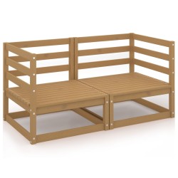 vidaXL Sofá de jardín de 2 plazas marrón miel madera maciza de pino