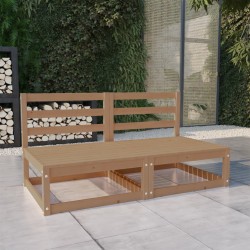 vidaXL Sofá de jardín de 2 plazas marrón miel madera maciza de pino
