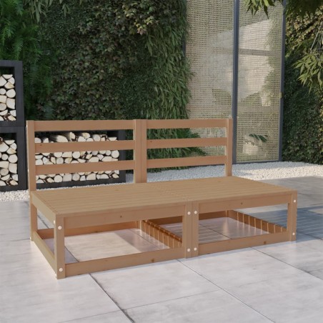 vidaXL Sofá de jardín de 2 plazas marrón miel madera maciza de pino