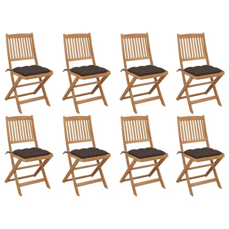vidaXL Sillas de jardín plegables 8 uds y cojines madera maciza acacia