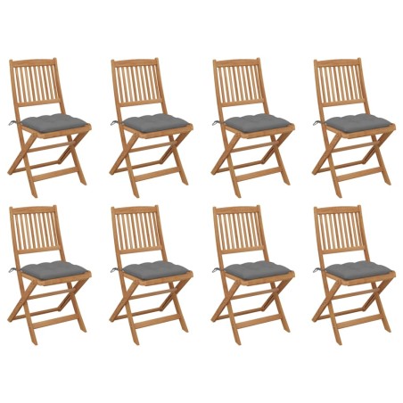 vidaXL Sillas de jardín plegables 8 uds y cojines madera maciza acacia
