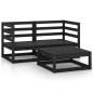 vidaXL Juego de muebles de jardín 3 pzas y cojines negro madera pino vidaXL Juego de muebles de jardín 3 pzas y cojines negro madera pino