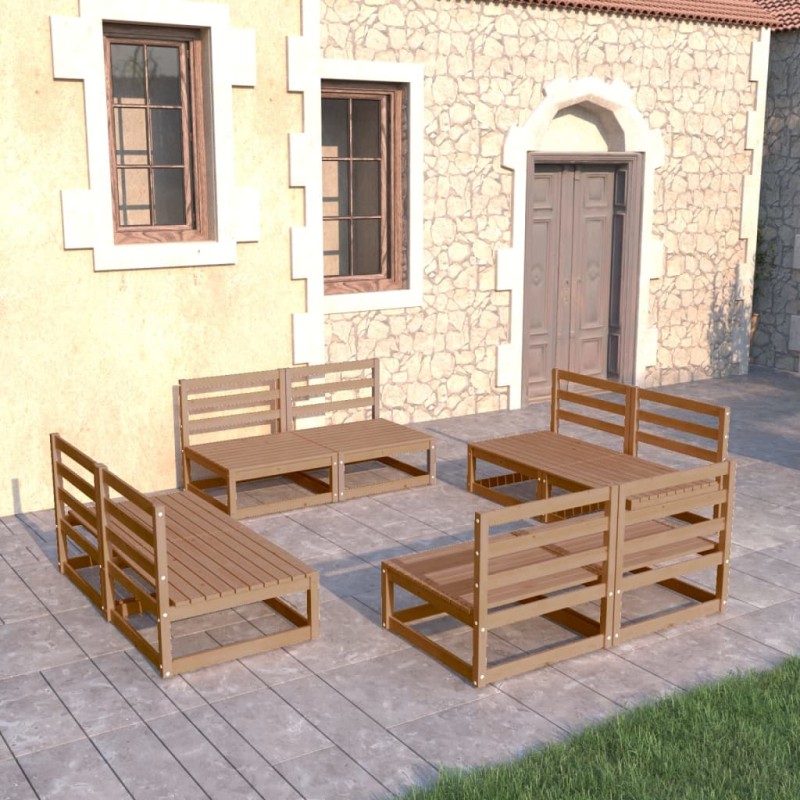 vidaXL Muebles de jardín 8 piezas marrón miel madera madera de pino vidaXL Muebles de jardín 8 piezas marrón miel madera madera de pino