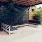 vidaXL Muebles de jardín 10 pzas con cojines blanco madera maciza pino vidaXL Muebles de jardín 10 pzas con cojines blanco madera maciza pino