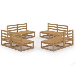 vidaXL Muebles de jardín 8 piezas marrón miel madera madera de pino