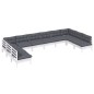 vidaXL Muebles de jardín 10 pzas con cojines blanco madera maciza pino vidaXL Muebles de jardín 10 pzas con cojines blanco madera maciza pino