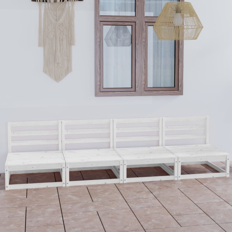 vidaXL Sofá de jardín 4 plazas blanco madera maciza pino vidaXL Sofá de jardín 4 plazas blanco madera maciza pino