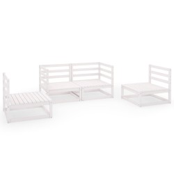 vidaXL Set de salón de jardín de 4 piezas blanco madera maciza de pino