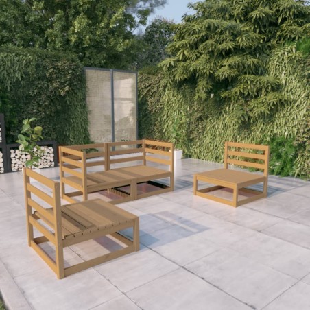 vidaXL Muebles de jardín 4 piezas marrón miel madera maciza de pino