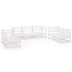 vidaXL Set de salón de jardín de 7 piezas blanco madera maciza de pino 